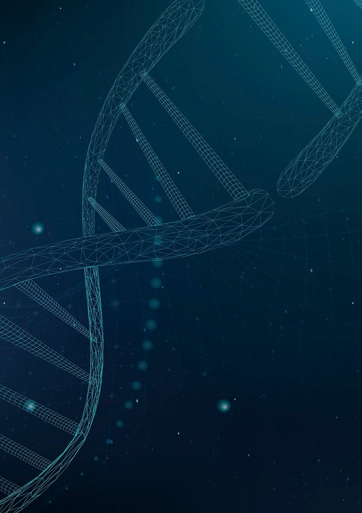 DNA biotechnology science background in blue futuristic style