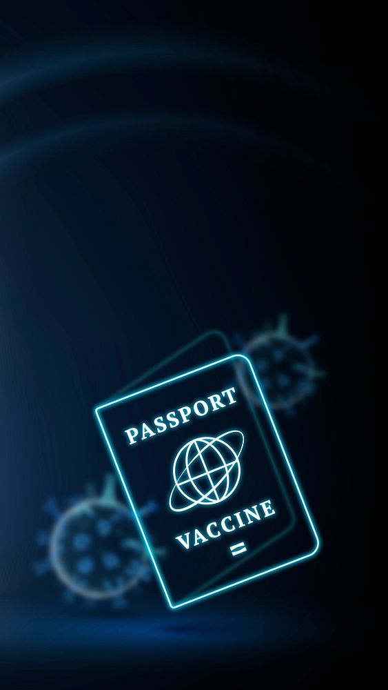 Covid-19 vaccine passport border vector smart technology background in blue