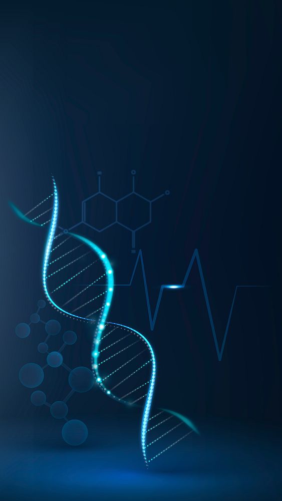 DNA biotechnology science background in blue futuristic style with blank space