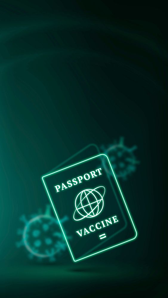 Covid-19 vaccine passport border vector smart technology background in green