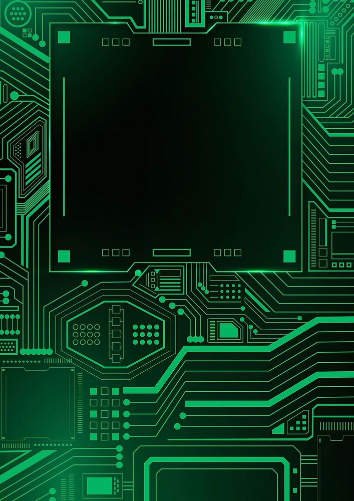 Motherboard circuit technology background in gradient green