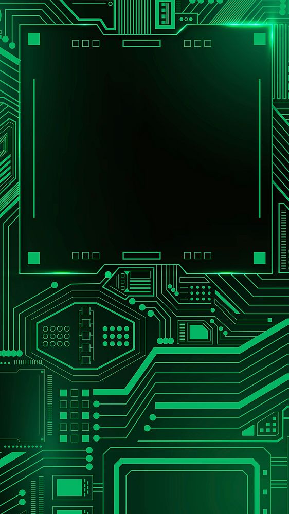 Motherboard circuit technology background vector in gradient green