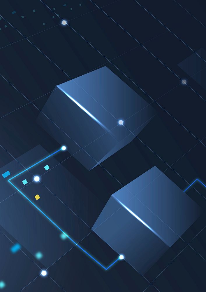 Blockchain technology background vector in gradient blue