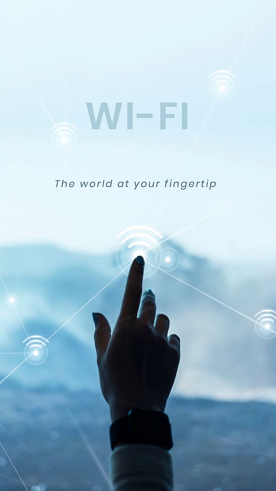 Wifi connection technology template vector digital communication social media story