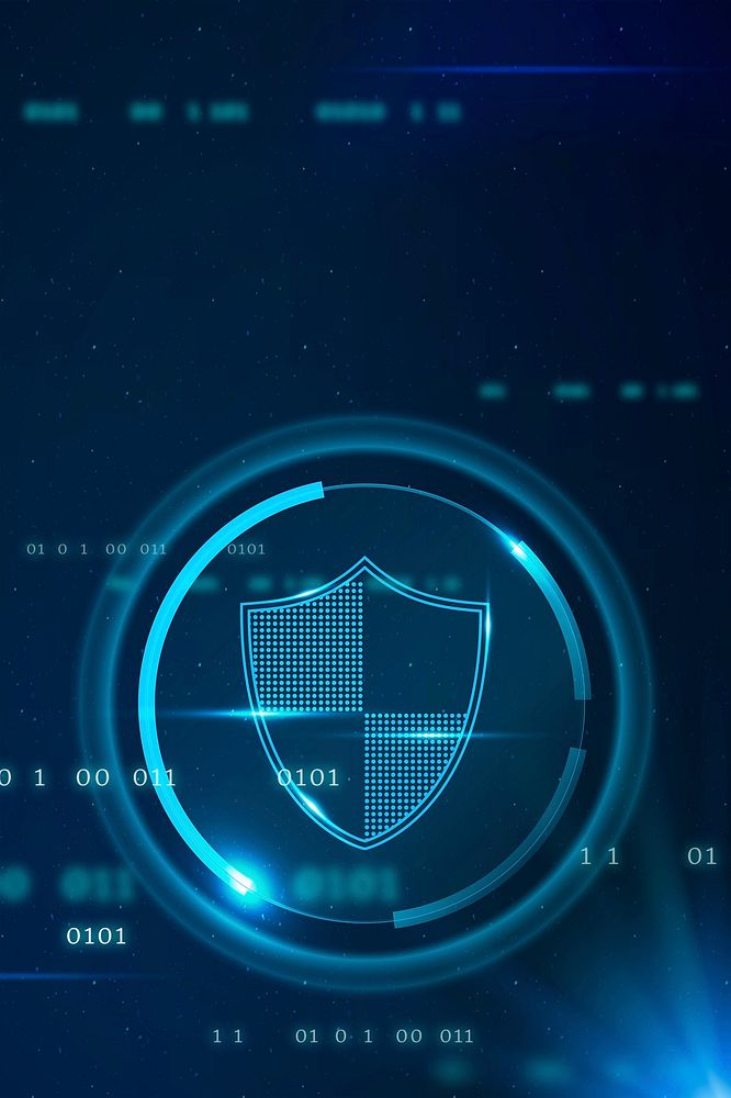 Data protection shield background cyber security technology in blue tone