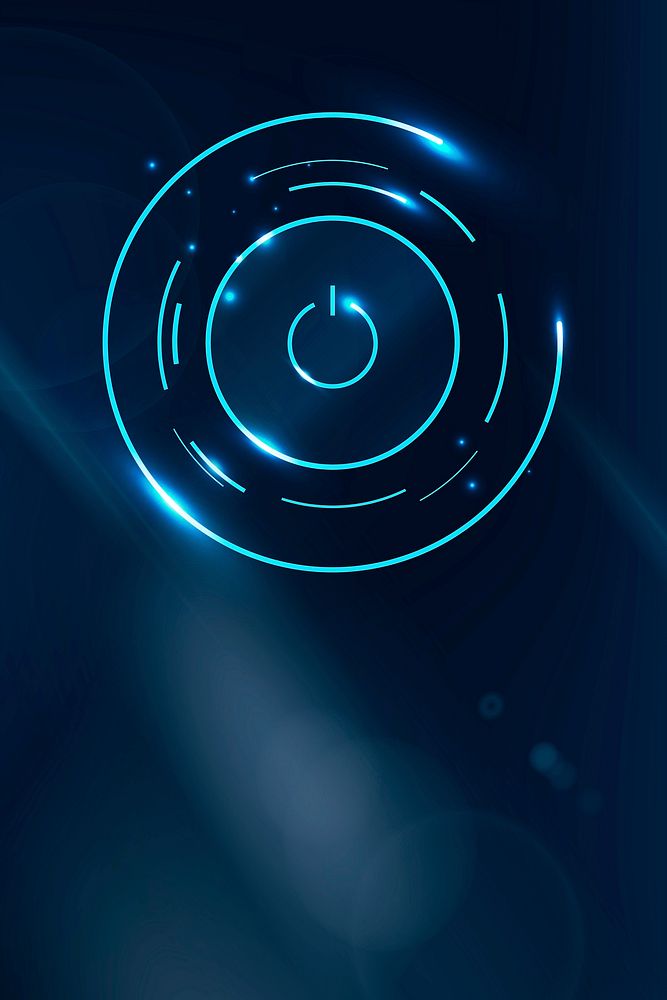 Power button technology background vector in blue tone
