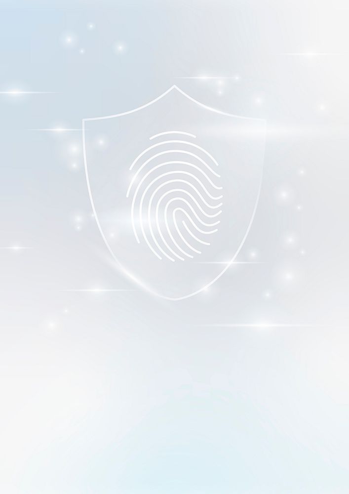 Fingerprint scanner background cyber security technology in white tone