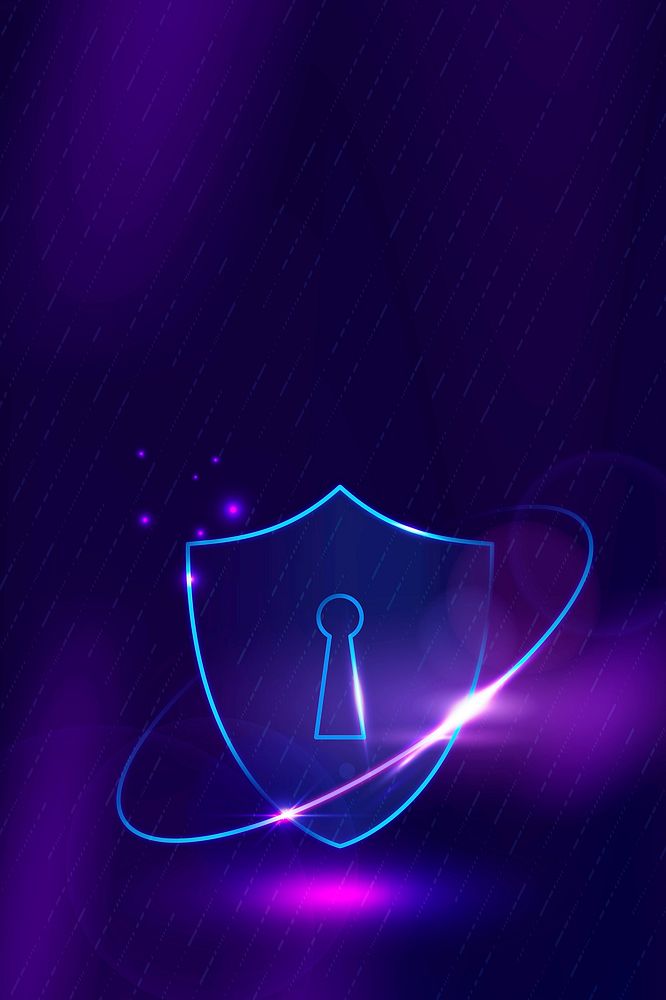 Data protection background vector cyber security technology in purple tone