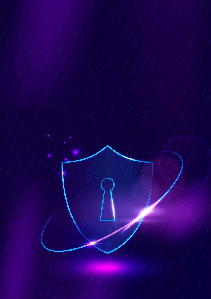 Data protection background vector cyber security technology in purple tone
