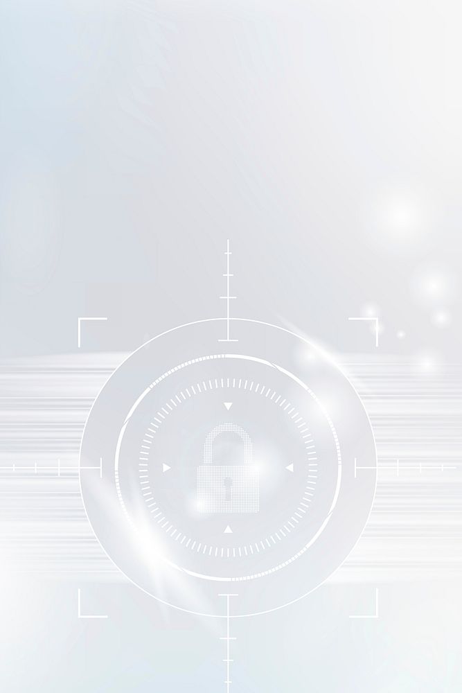 Cyber security technology background vector with data lock icon in white tone
