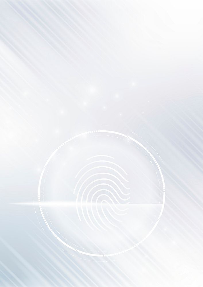 Cyber security technology background vector with fingerprint scanner in white tone
