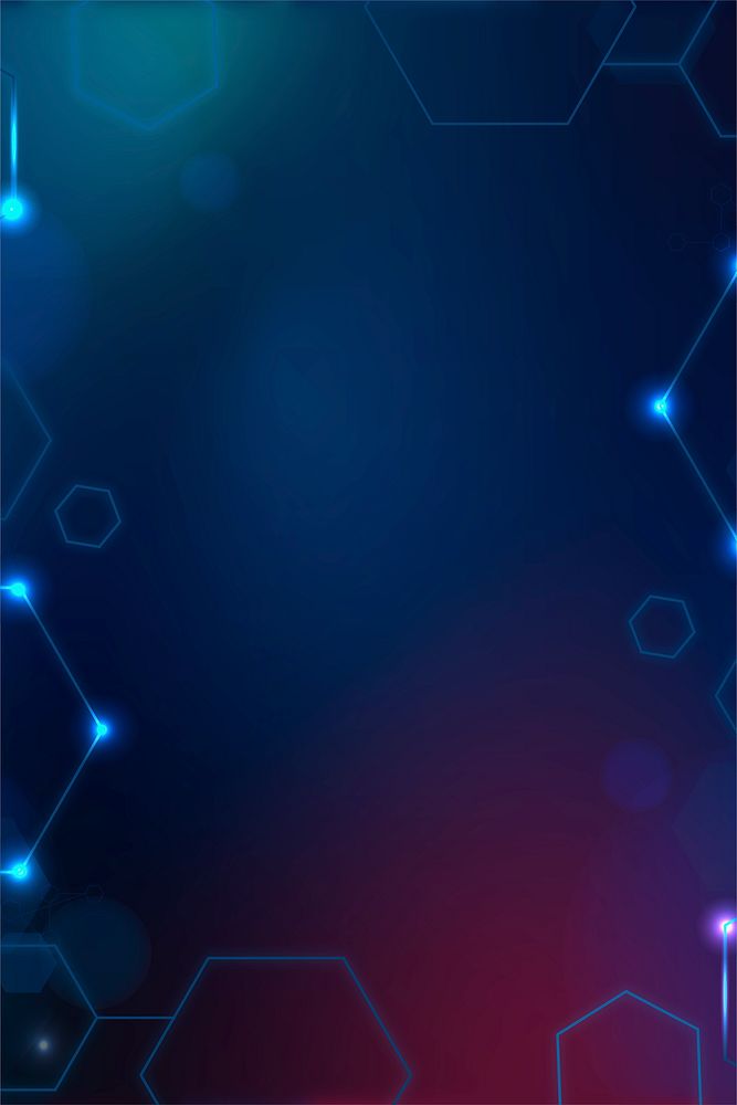 Digital technology background with hexagon frame in blue tone