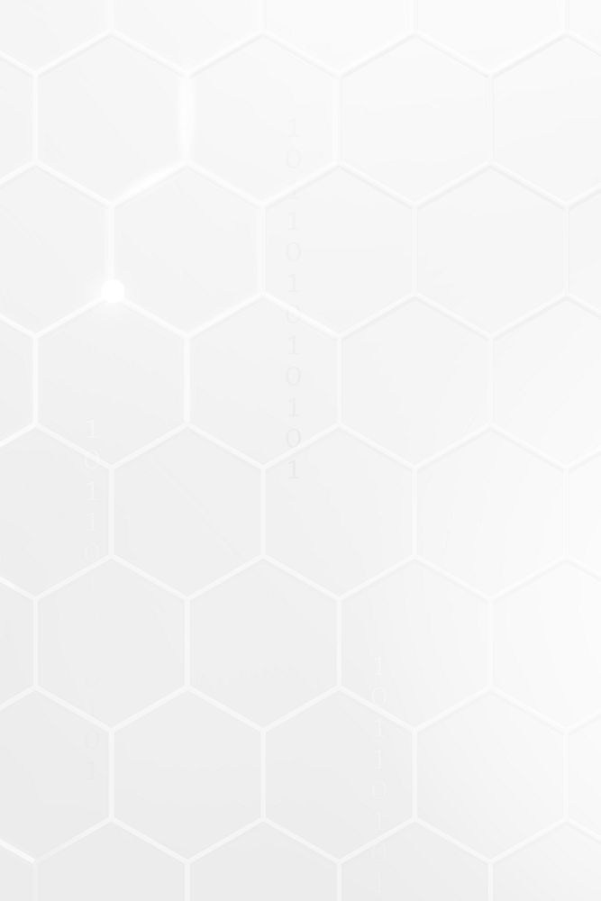 Digital technology background vector with hexagon pattern in white tone
