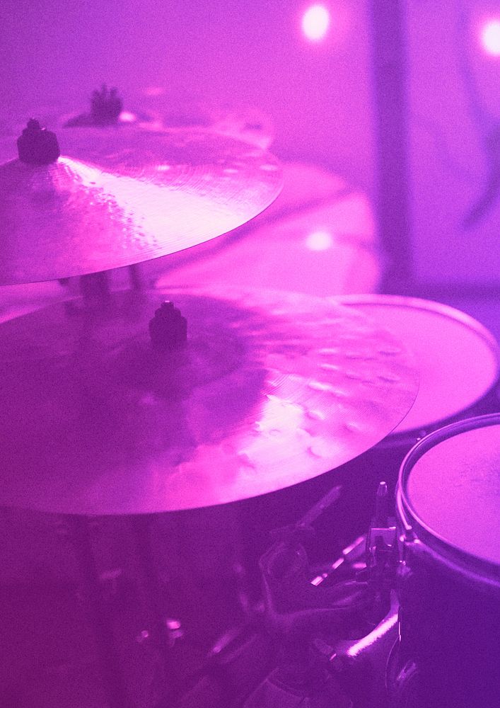 Purple drum set musical instrument closeup