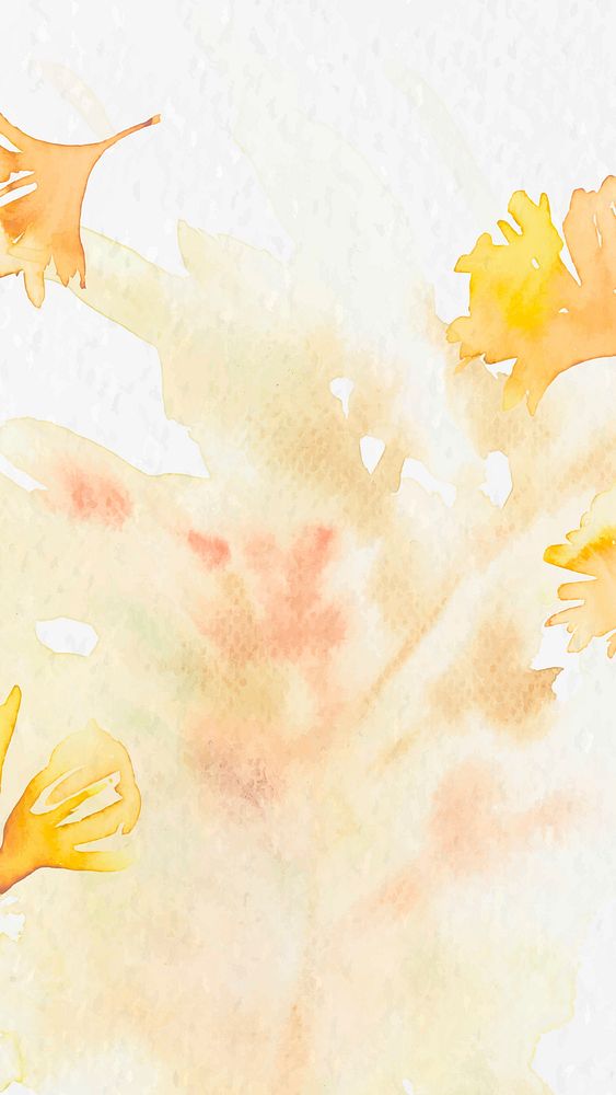 Gingko leaf border background vector in yellow watercolor autumn season