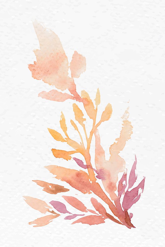 Watercolor leaf orange floral vector autumn seasonal graphic