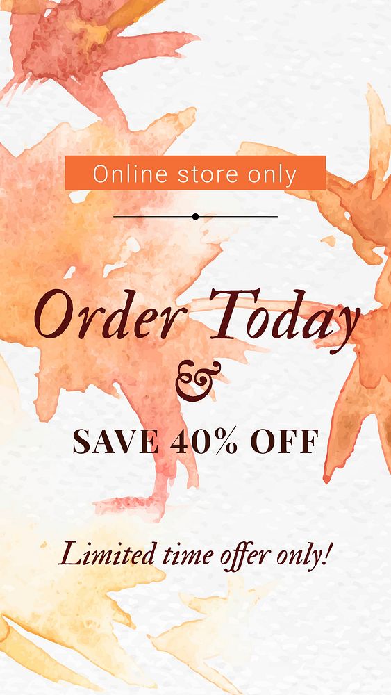 Aesthetic autumn sale template vector with order today text social media ad