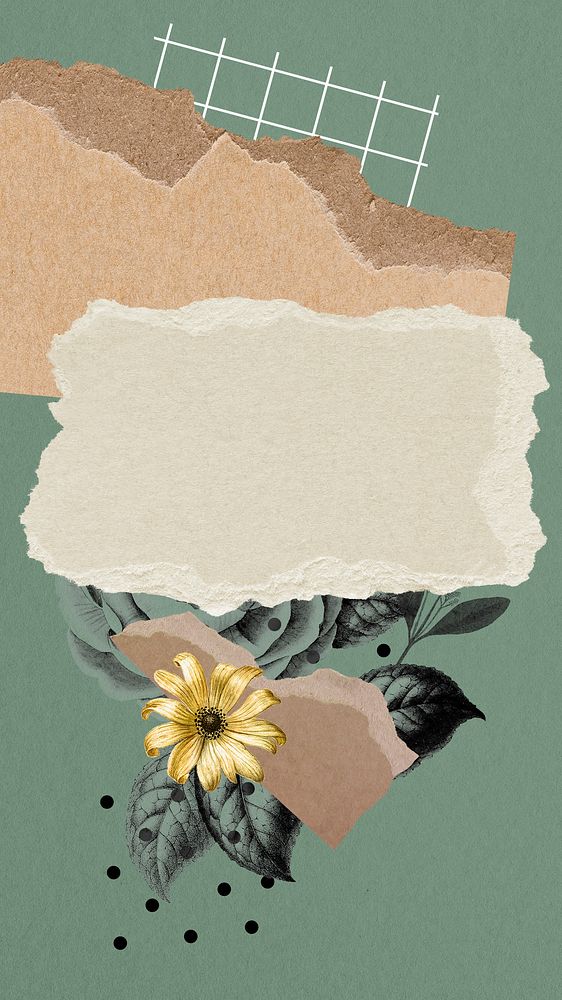 Collage phone wallpaper frame mobile background, printable scrapbook cutout with blank space