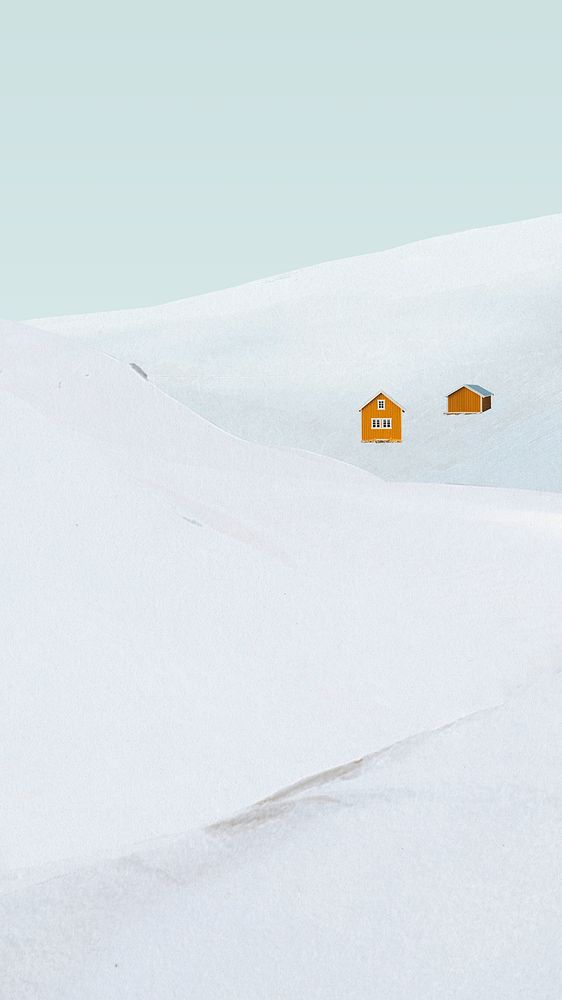 Minimal mobile wallpaper of house surrounded by winter scene