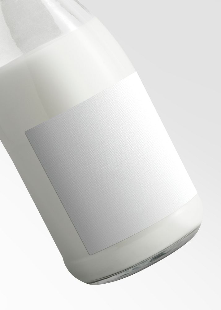Milk bottle blank label, glass packaging design