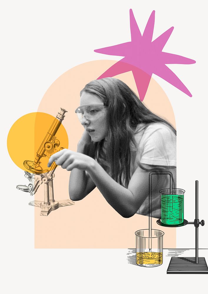 Teen scientist illustration, colorful education design 