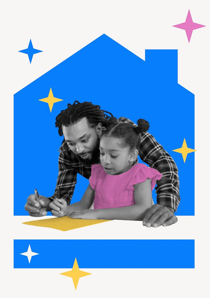 Homeschooling  illustration, colorful education design 