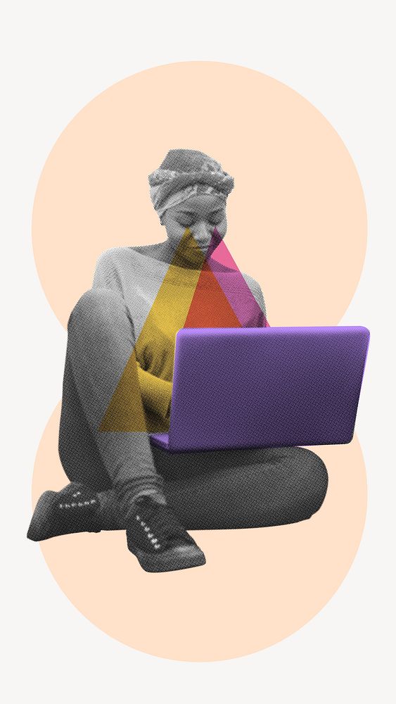 Woman using laptop iPhone wallpaper, education background