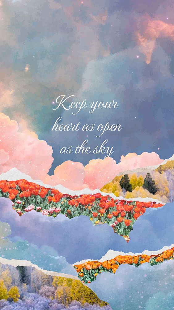 Heaven sky Instagram story template, digital collage art vector