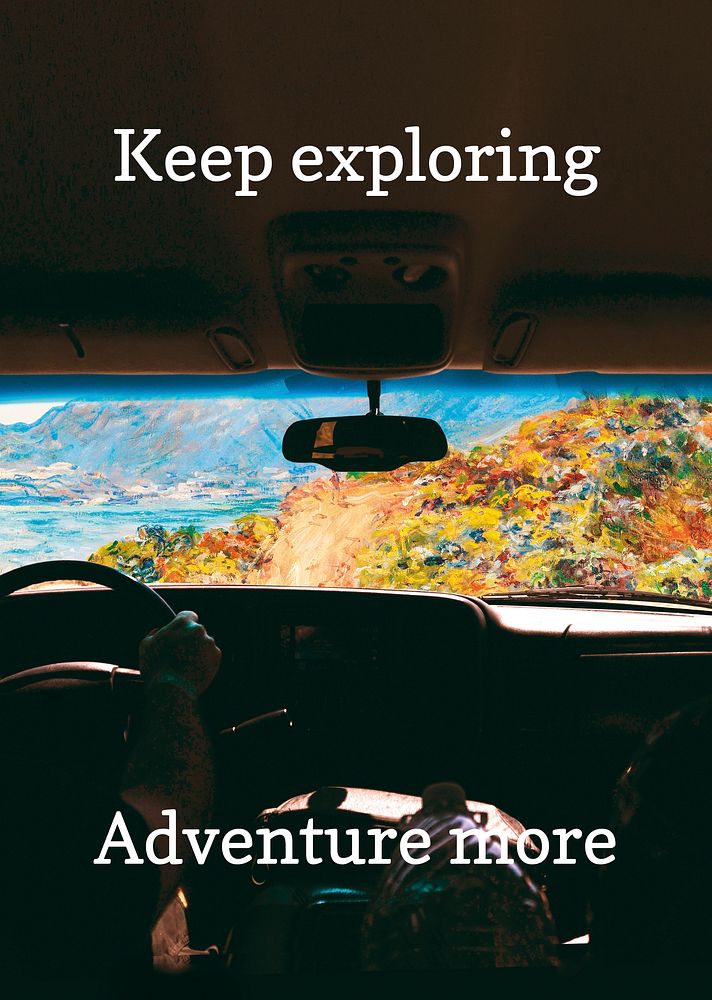 Adventure quote poster template,  road trip remixed by rawpixel psd