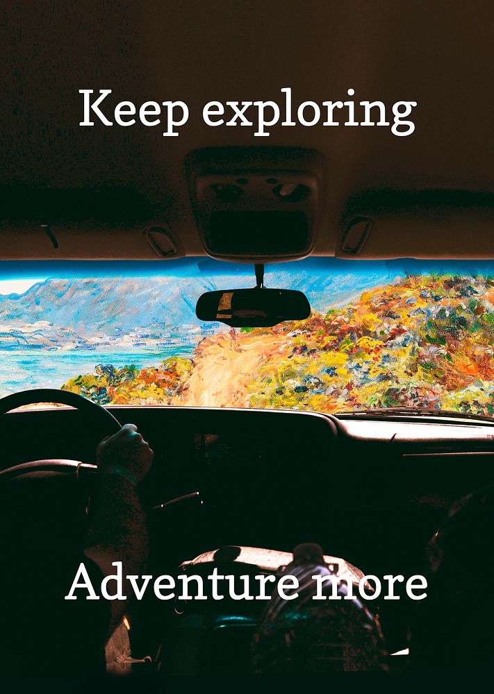 Adventure quote poster template,  road trip remixed by rawpixel vector
