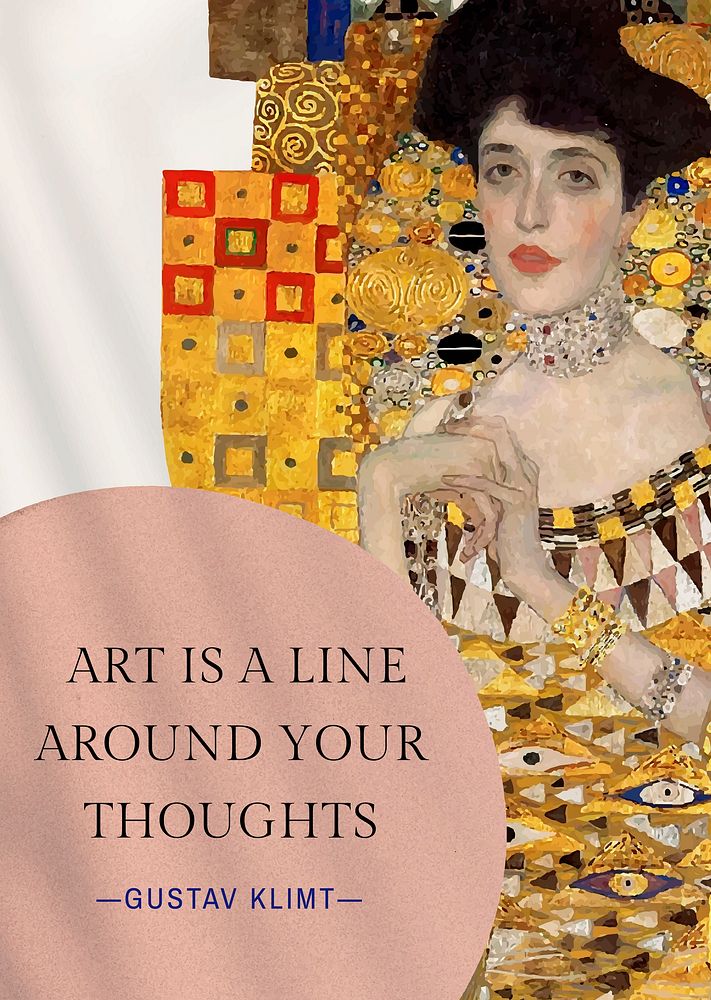 Adele Bloch-Bauer poster template,  Gustav Klimt's artwork remixed by rawpixel vector