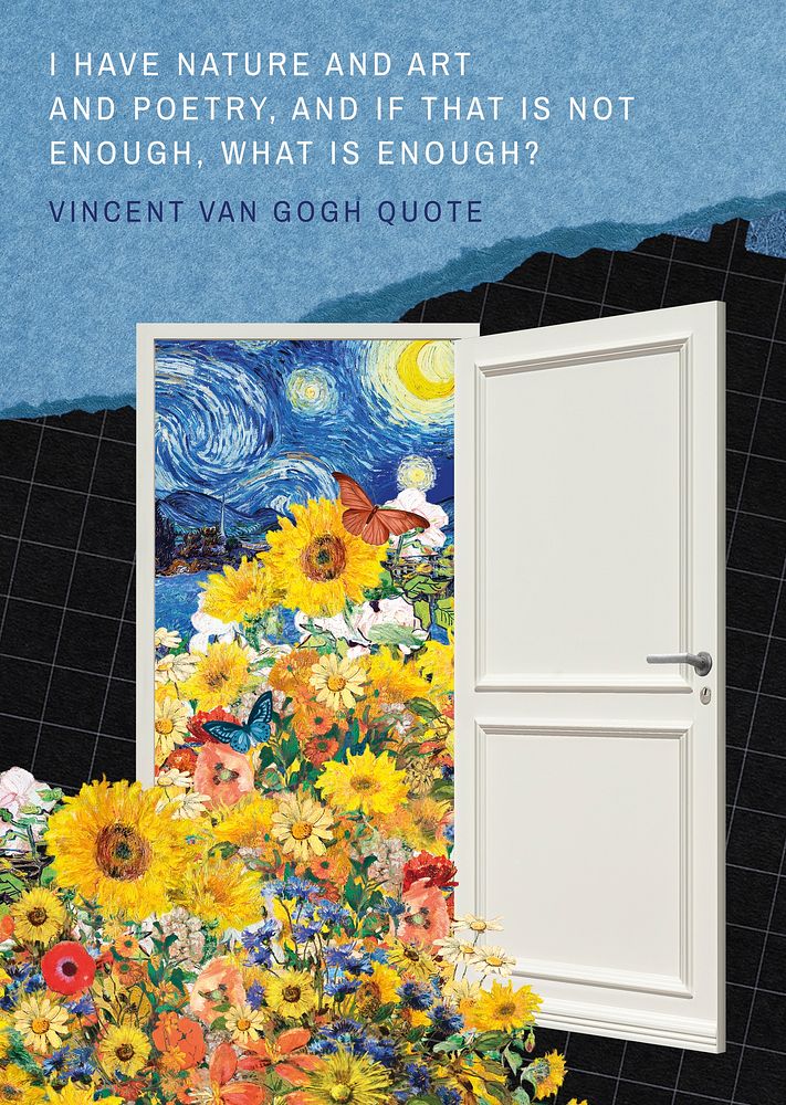 Sunflower door poster template, Van Gogh famous artwork remixed by rawpixel psd