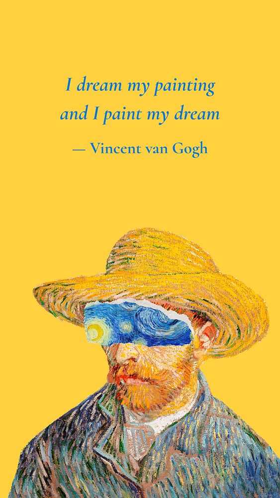 Van Gogh Facebook story template, self-portrait remixed by rawpixel vector