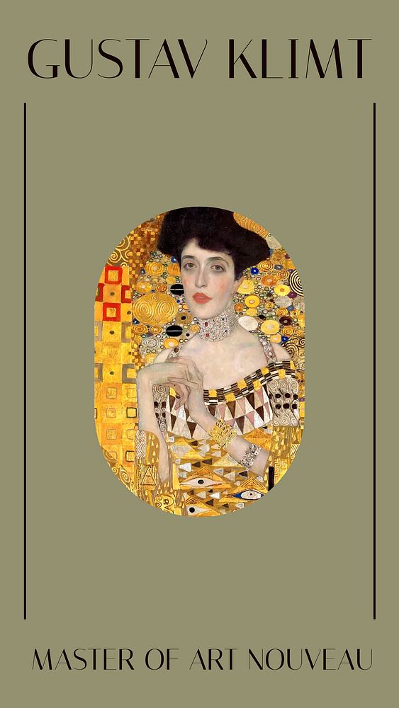 Gustav Klimt Facebook story template,  Adele Bloch-Bauer painting remixed by rawpixel vector