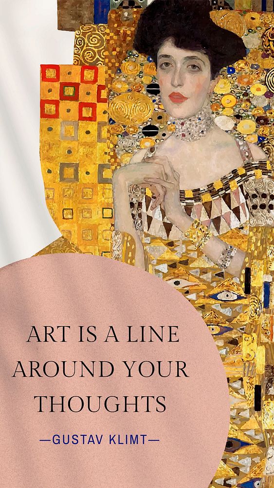 Adele Bloch-Bauer Facebook story template,  Gustav Klimt's artwork remixed by rawpixel vector