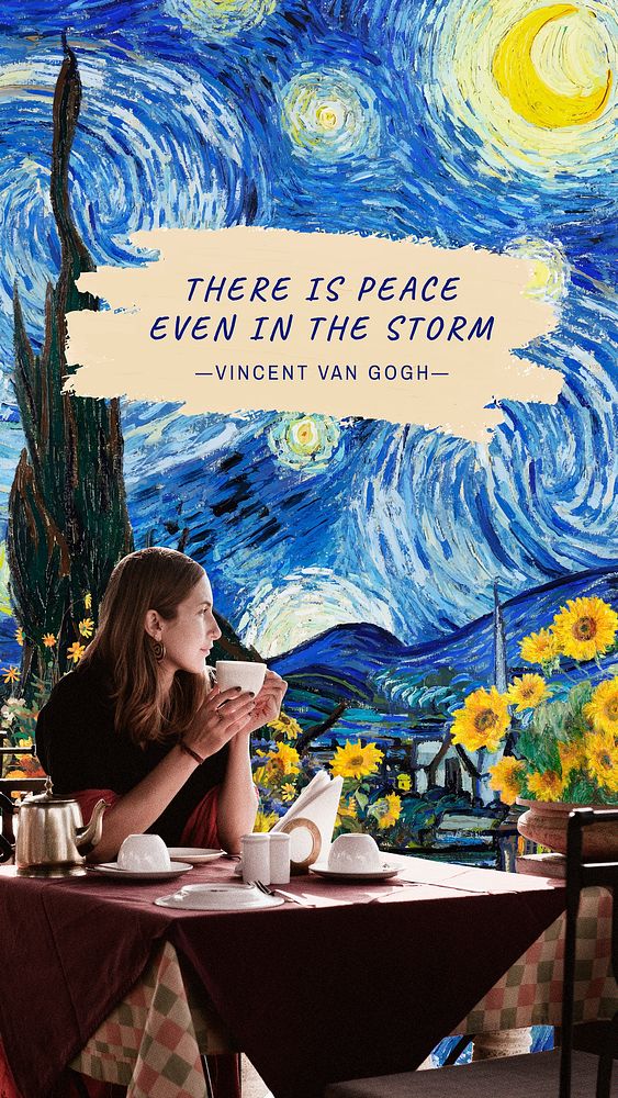 Van Gogh Facebook story template, Starry Night painting remixed by rawpixel vector