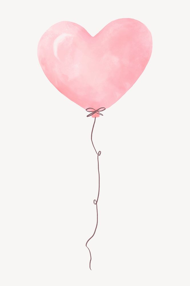 Heart balloon clipart, watercolor design
