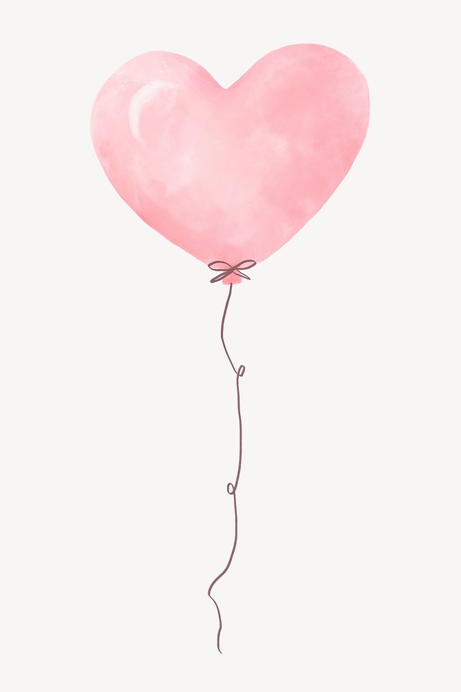 Heart balloon clipart, watercolor design psd