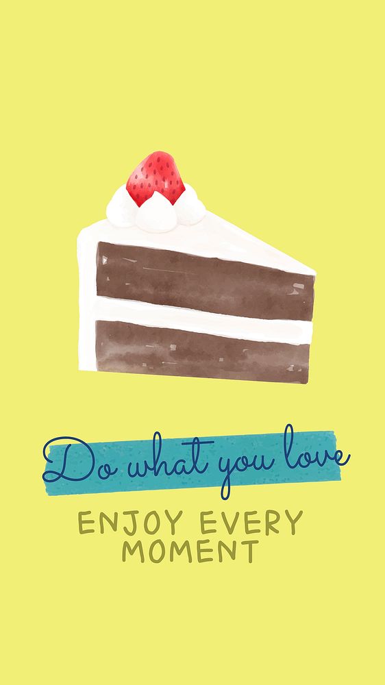 Cute cake social media story template, watercolor design vector