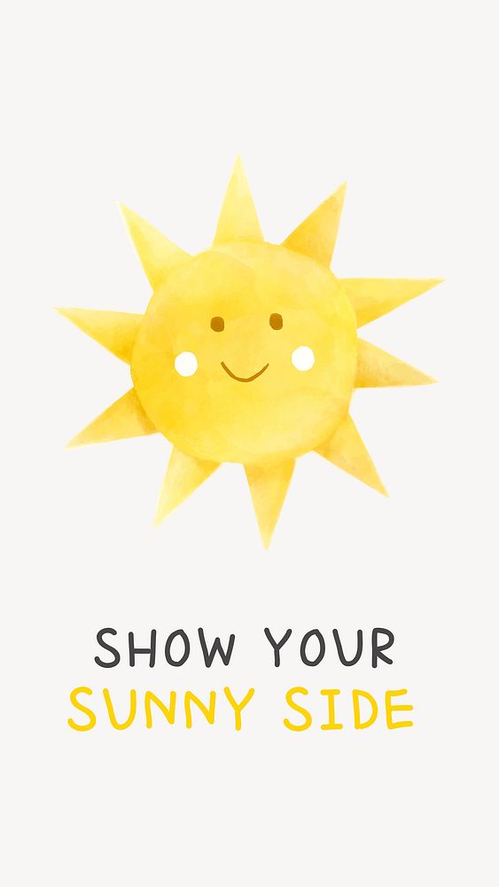 Cute sun Instagram story template, watercolor design vector