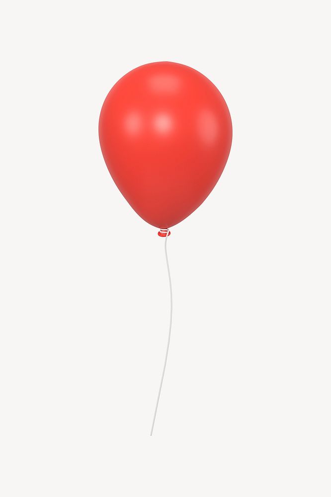 Red balloon icon, 3D rendering illustration
