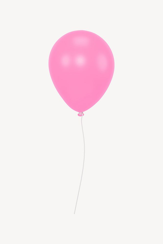 Pink balloon icon, 3D rendering illustration