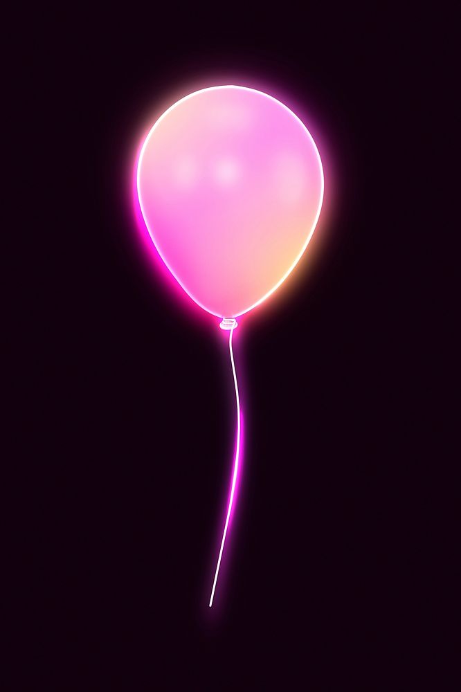 Pink balloon icon, 3D neon glow