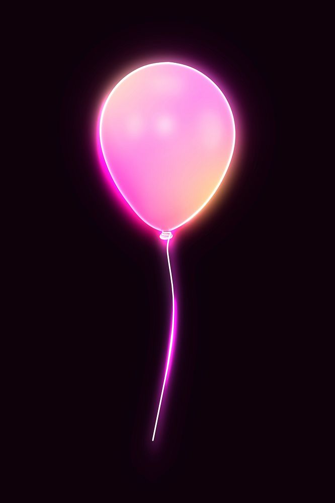 Pink balloon icon, 3D neon glow psd
