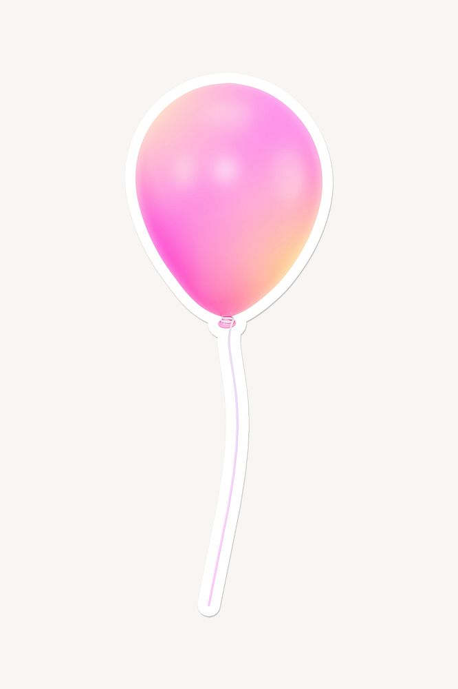Pink balloon, 3D gradient design with white border