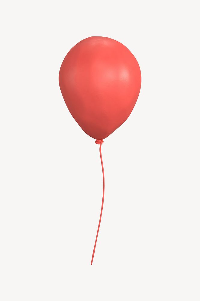 Red balloon icon, 3D clay texture design