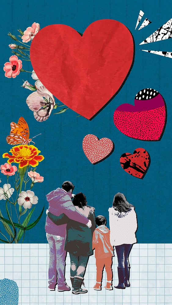 Family love mobile wallpaper background, colorful design vector