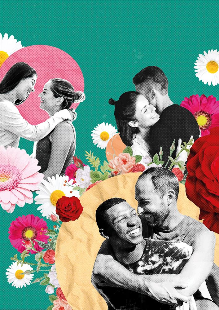 LGBTQ+ love background, floral design vector