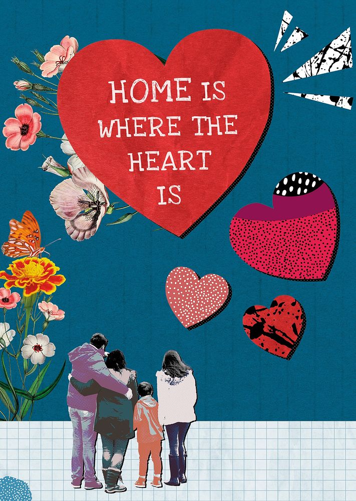 Family love poster template, remix media design psd
