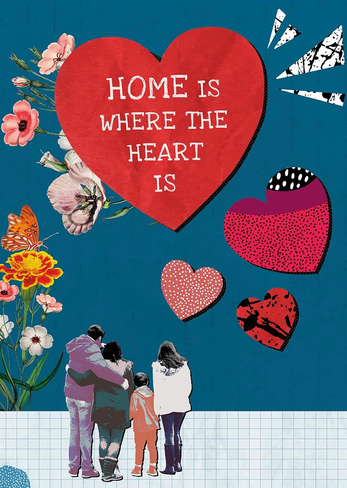 Family love poster template, remix media design vector